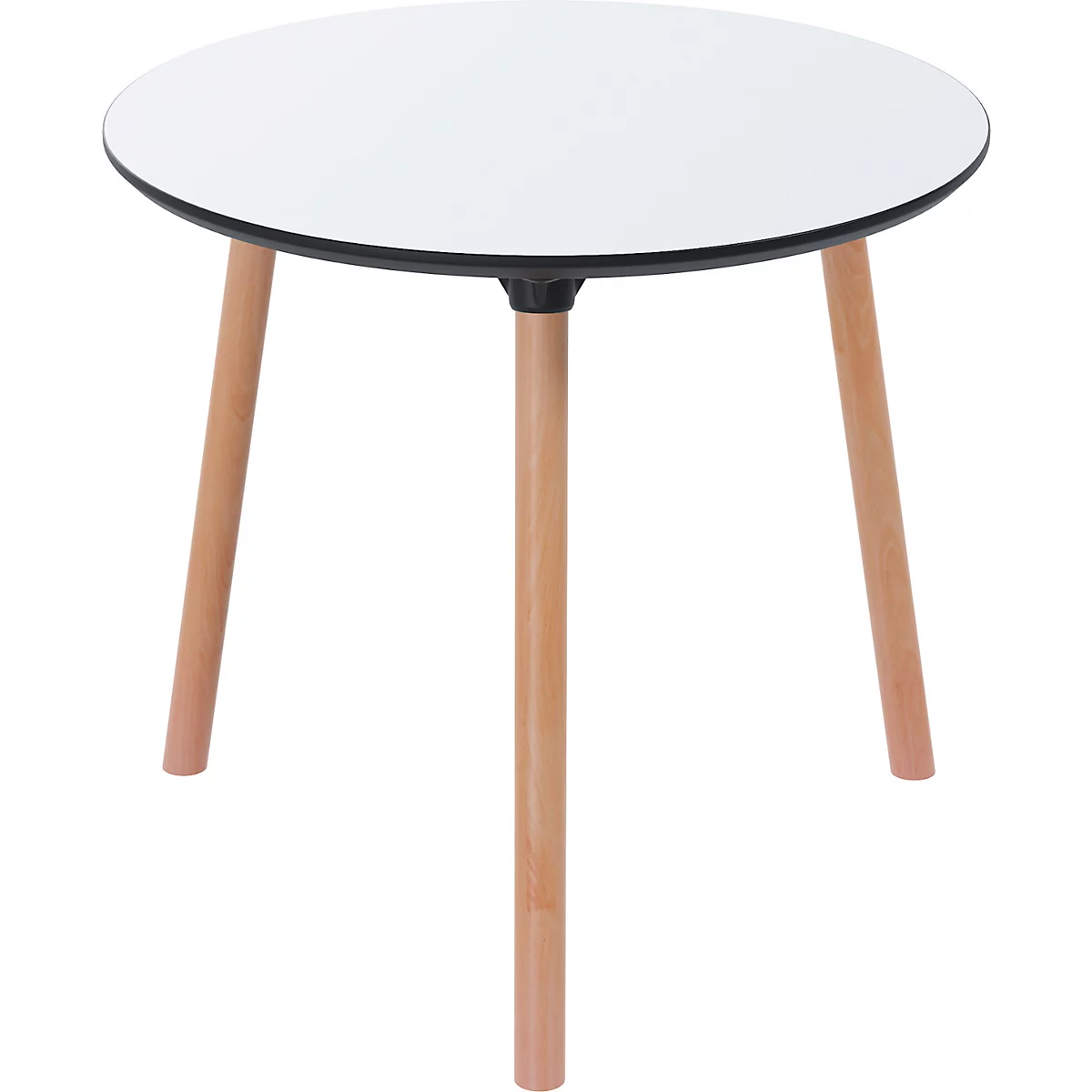 Bistrotafel Palomba, rond, 3-poots massief houten frame, Ø 800 x H 750 mm, wit/beuken