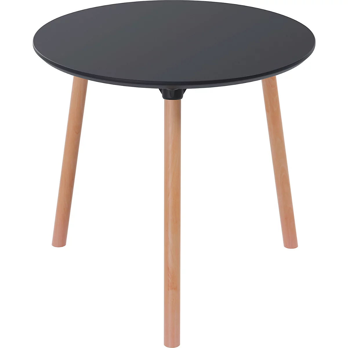 Bistrotafel Palomba, rond, 3-poots massief houten frame, Ø 800 x H 750 mm, zwart/beuken