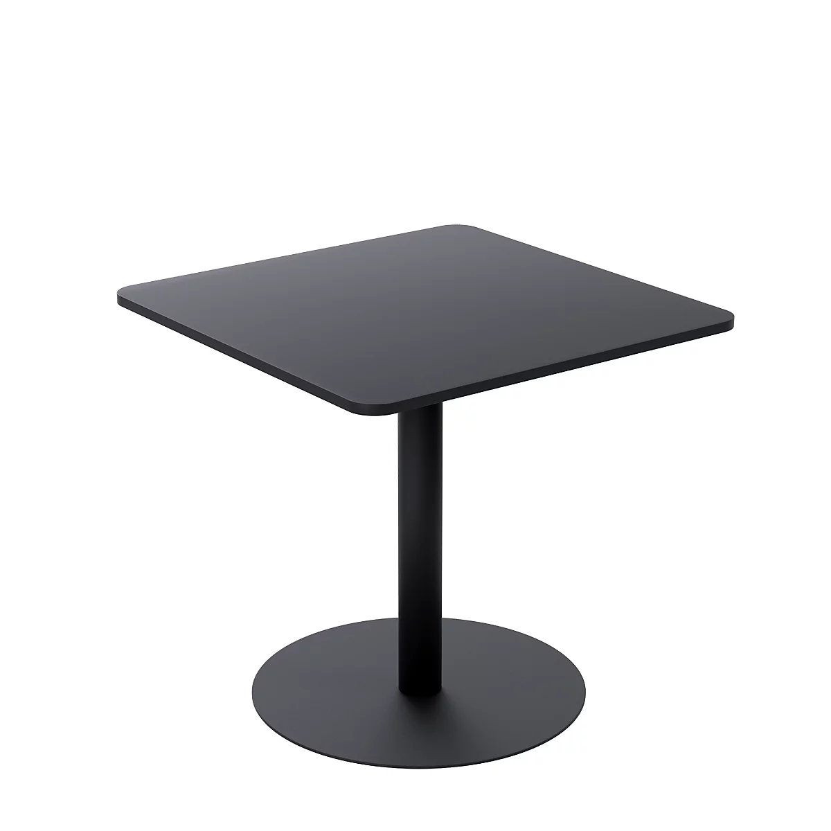Bistrotisch Paperflow® Mezzo, melaminharzbeschichtete MDF-Platte, Stahlgestell, B 800 x T 800 x H 750 mm, schwarz/mattschwarz