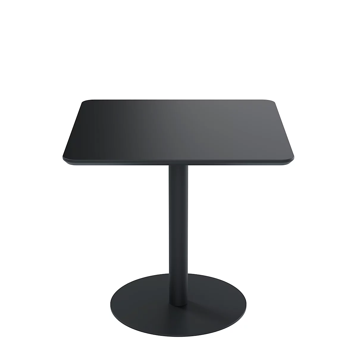 Bistrotisch Paperflow® Mezzo, melaminharzbeschichtete MDF-Platte, Stahlgestell, B 800 x T 800 x H 750 mm, schwarz/mattschwarz