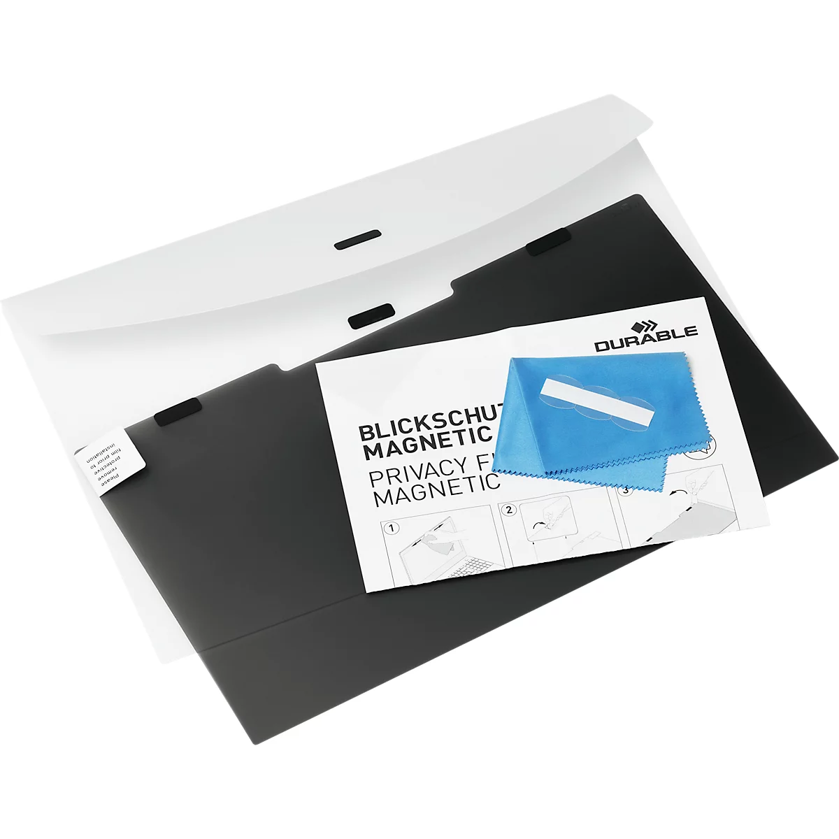 Blickschutzfilter Durable MAGNETIC, für Notebooks & Touchscreens mit 14,0'' & Bildformat 16:9, inkl. Dokumententasche & Mikrofasertuch, anthrazit/grau