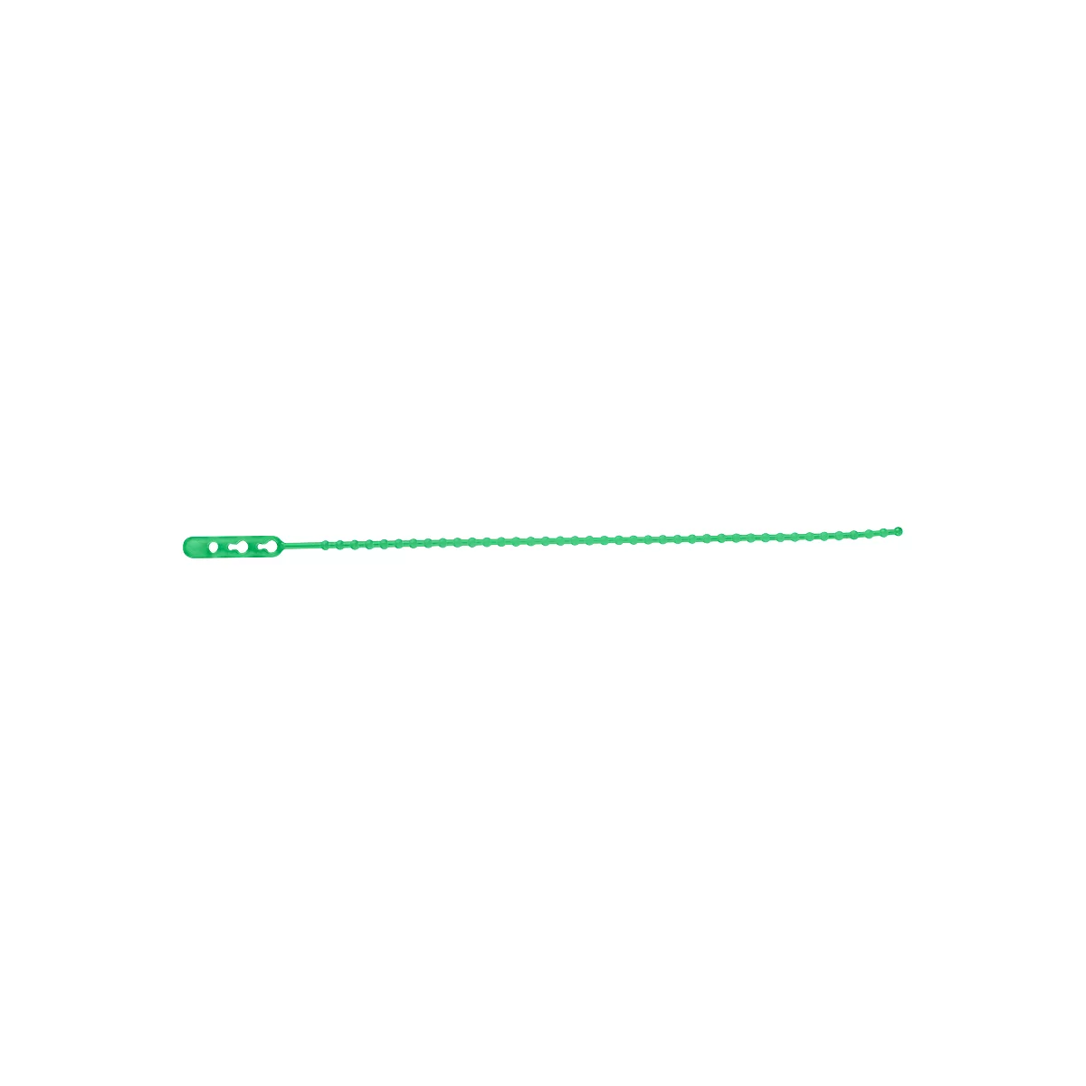 Green cable tie, detail shot.