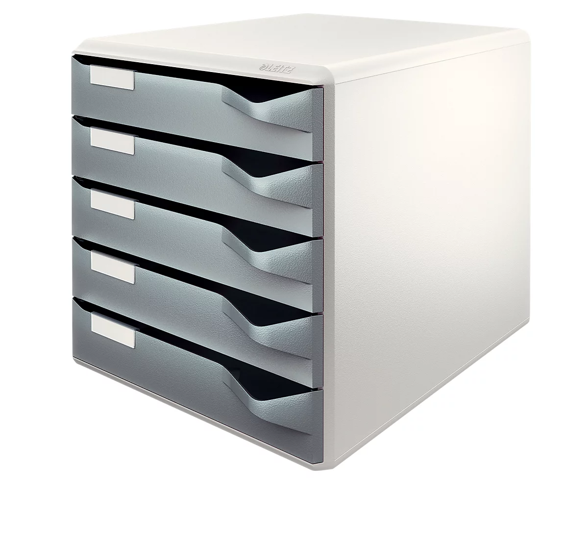 Bloc à tiroirs LEITZ®, 5 tiroirs, format A4, polystyrène, gris clair/gris
