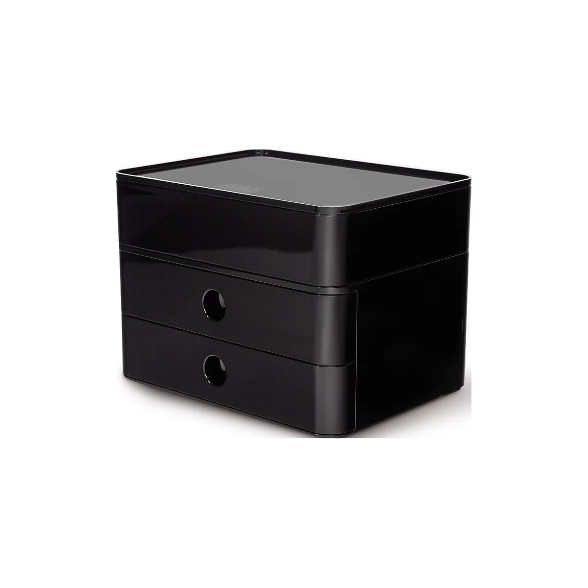 Bloc à tiroirs Smart-Box Plus HAN Allison, 2 tiroirs avec cloisons de séparation, Tiroir-plumier, empilable, plastique ABS, noir