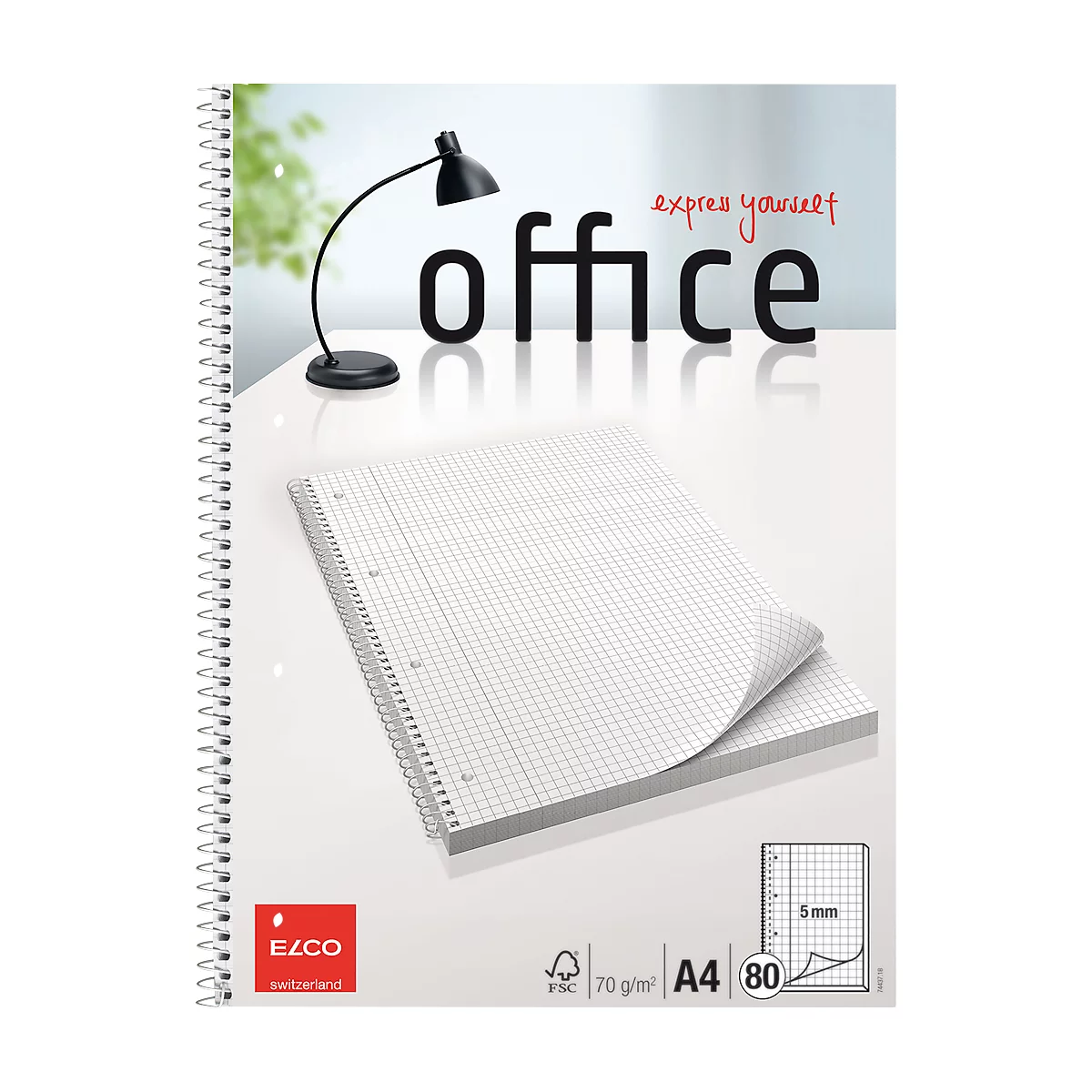 Bloc collège Office ELCO, format A4, quadrillé avec interlignes de 5 mm