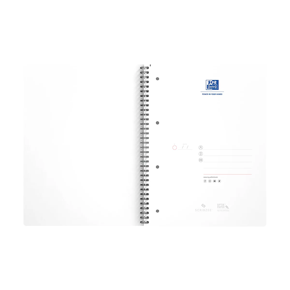 Bloc collège Office Oxford, format A4+, 70 feuilles quadrillées, lot de 5, bleu