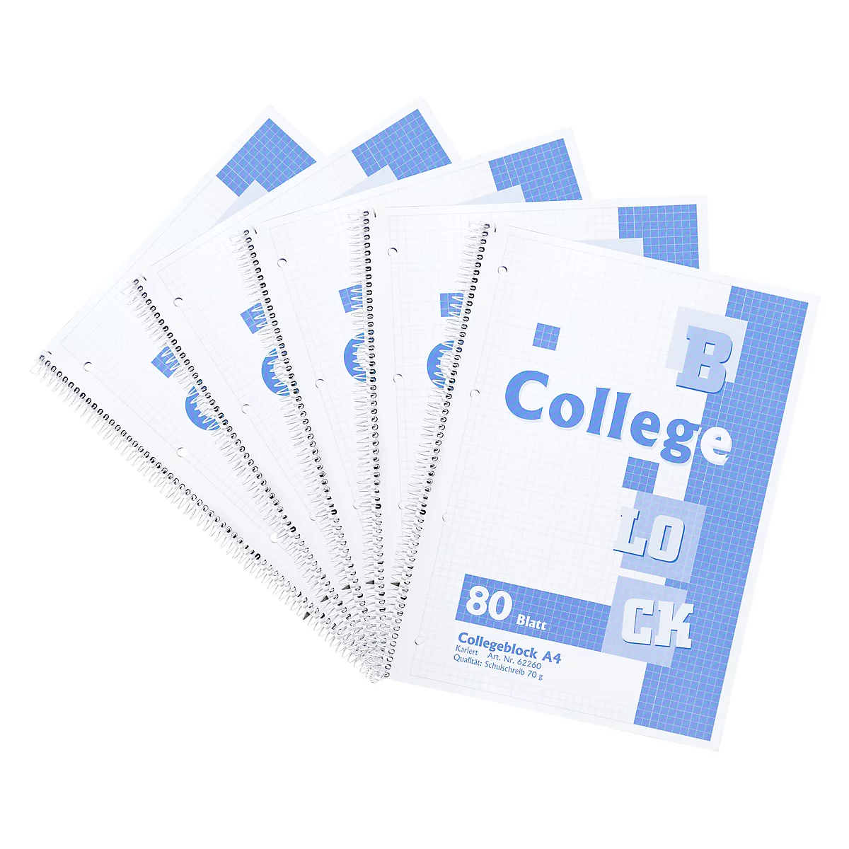 Bloc collège, quadrillé, format A4, 5 p.