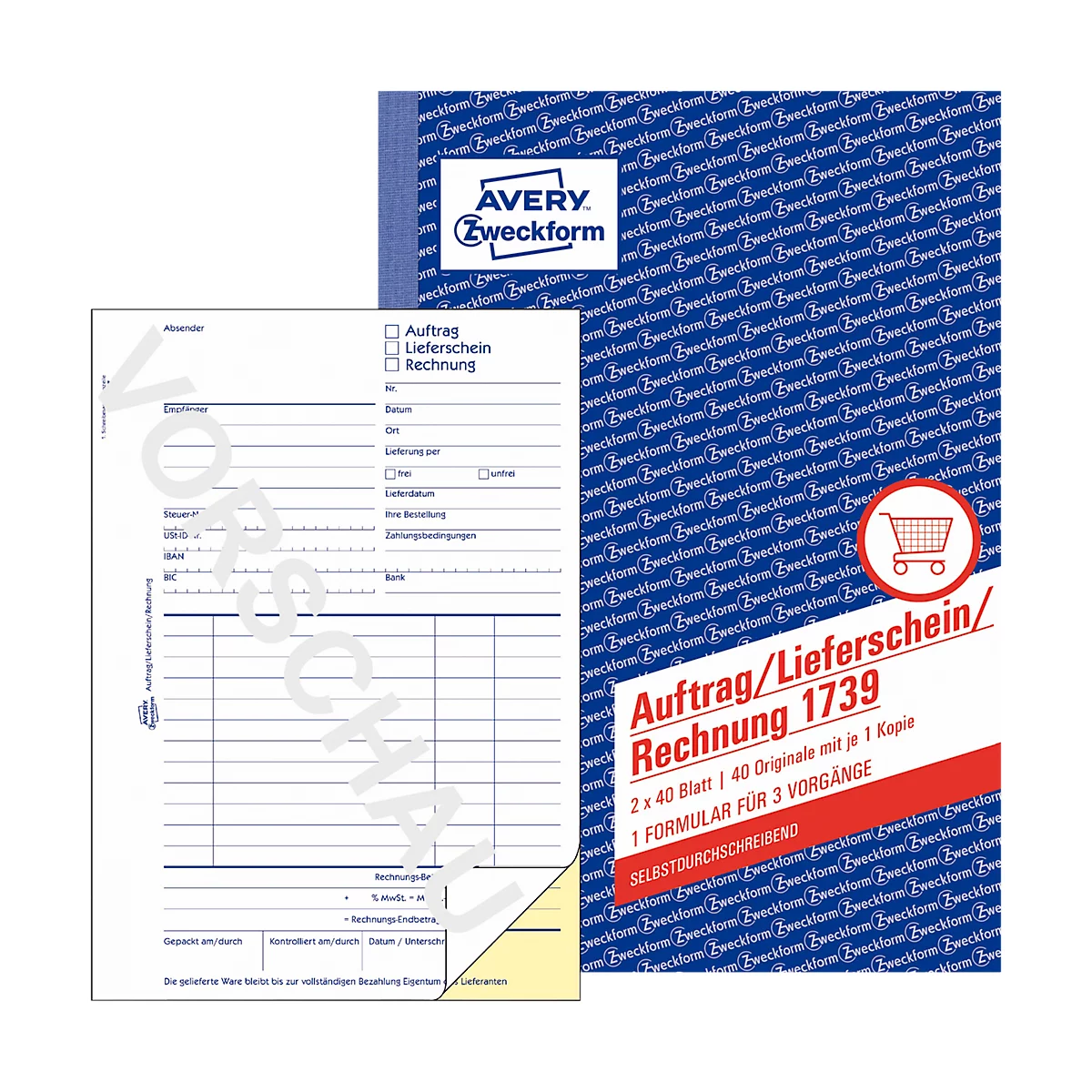 Bloc commande bon de livraison facture n°1739 Avery Zweckform