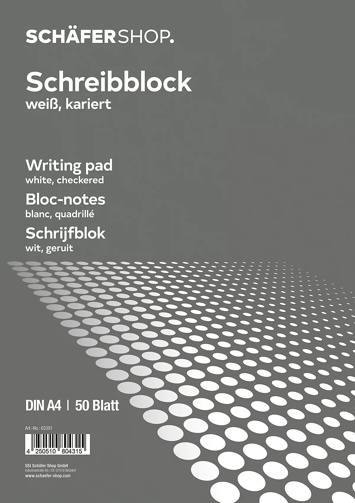 Bloc de notas Schäfer Shop Pure, formato A4, cuadrado, 10 p., blanco