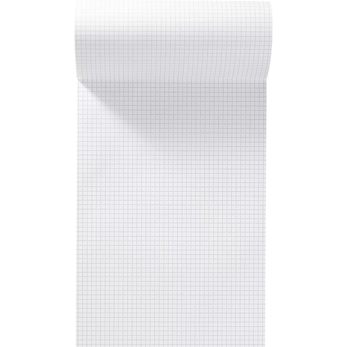 Une feuille de bloc-notes quadrillée, à moitié enroulée, avec de légers ombrages.