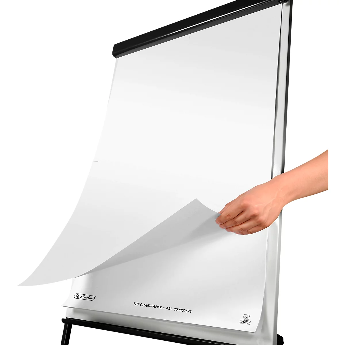 Bloc de rotafolio Herlitz, en blanco, con 6 agujeros, perforado, 650 mm de ancho x 980 mm de alto, papel blanco, 5 unidades de 20 hojas cada una