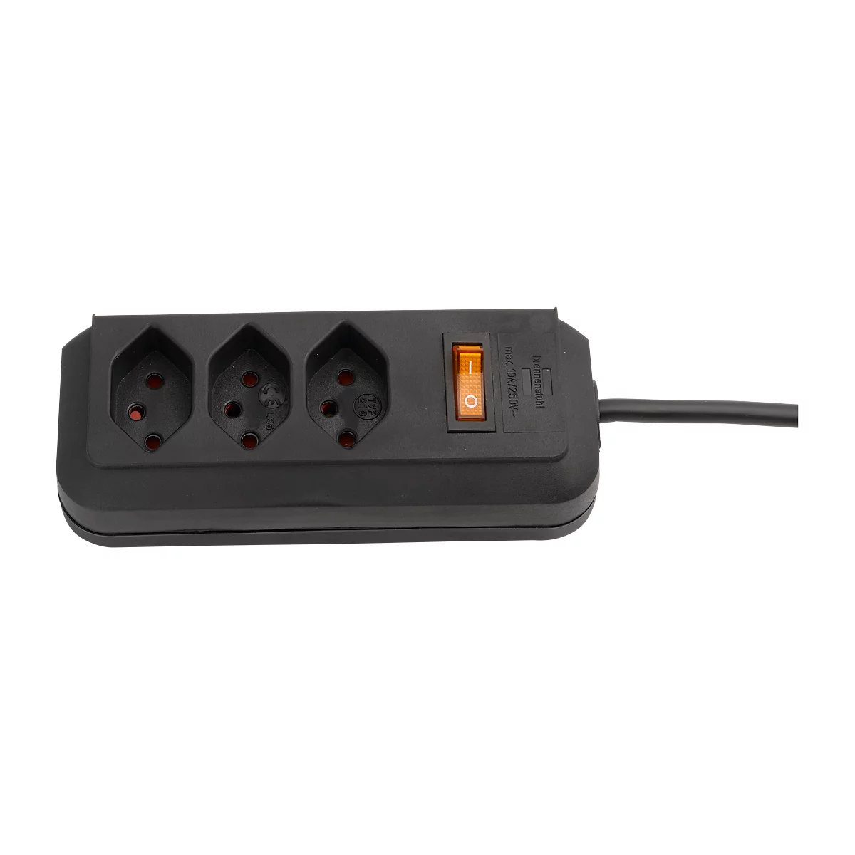 Bloc multiprise 3 prises, noir, avec interrupteur