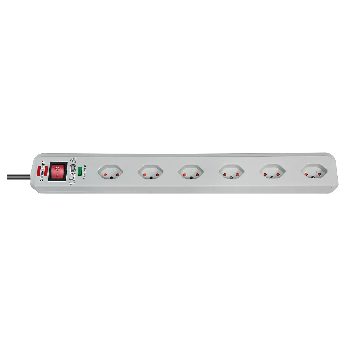 Bloc multiprise avec antisurtension Eco-Line 13500 A, 6 prises, gris