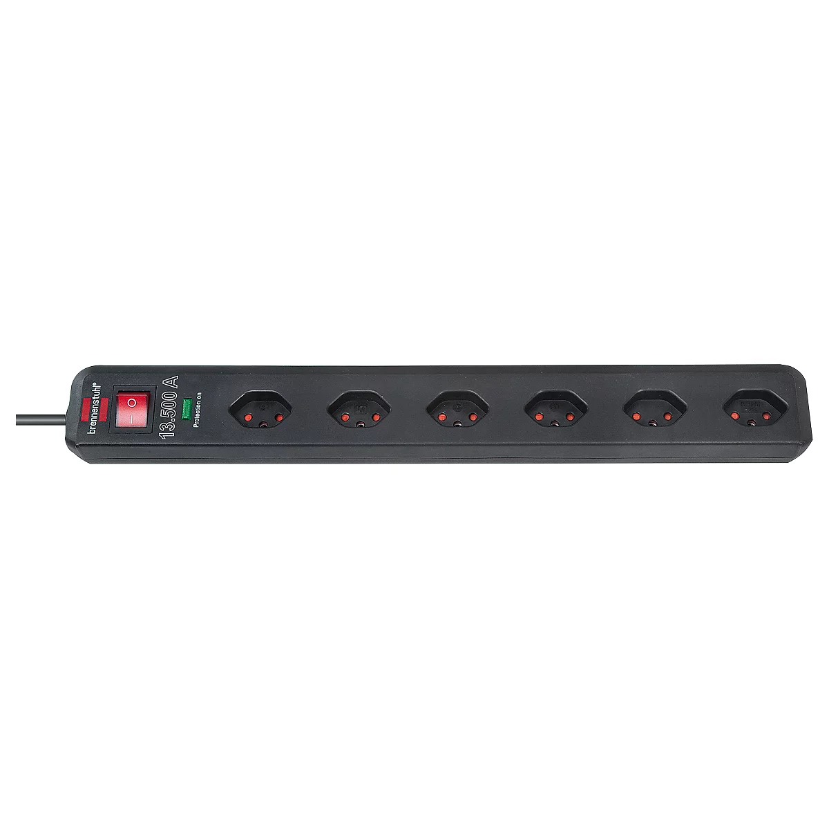 Bloc multiprise avec antisurtension Eco-Line 13500 A, 6 prises, noir