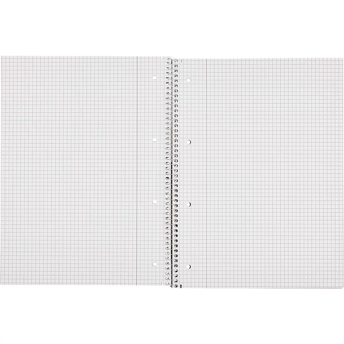 Cahier ouvert avec des pages quadrillées et une reliure à spirale au centre.