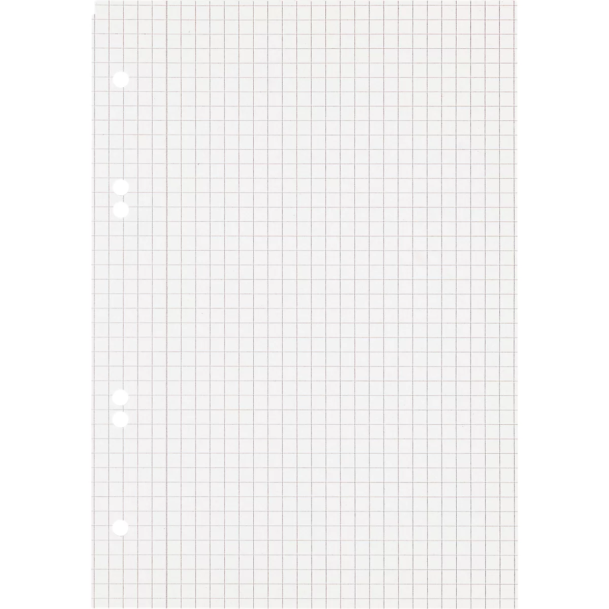 Une feuille de papier quadrillé avec des trous de perforation sur le côté gauche.