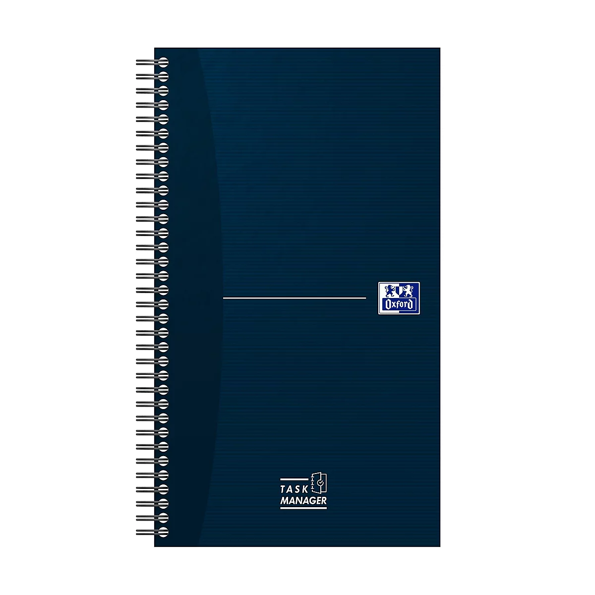 Bloc-notes Oxford Essentials Task Manager, 115 feuilles, 141x246mm, Optik Paper®, reliure double spirale, bleu marine