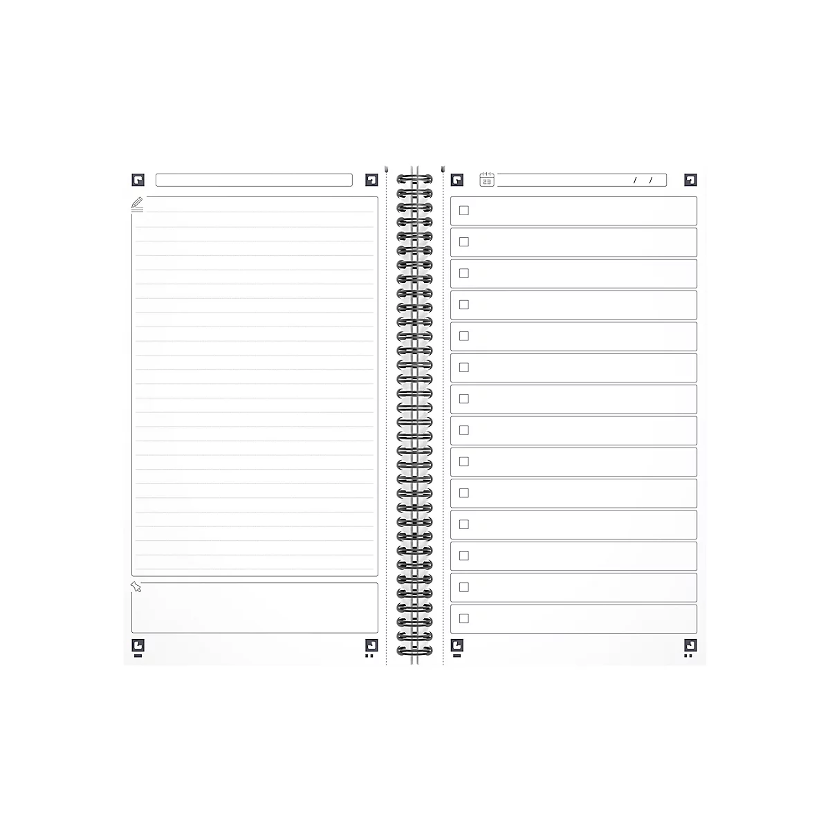Bloc-notes Oxford Essentials Task Manager, 115 feuilles, 141x246mm, Optik Paper®, reliure double spirale, bleu marine