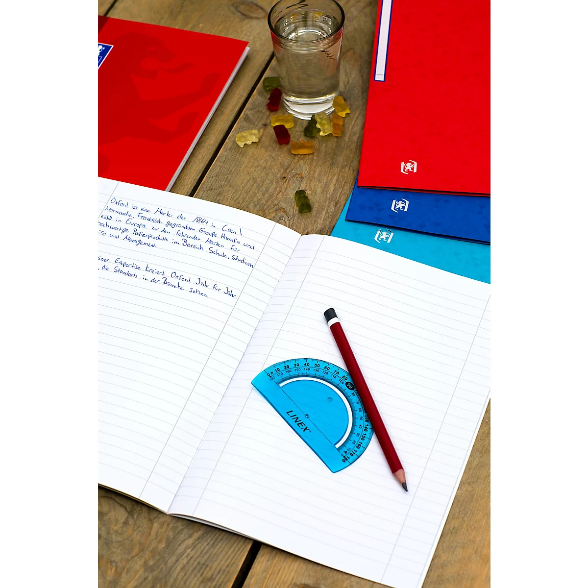 Bloc-notes OXFORD School DIN A4+, 80 pages, quadrillé, marge gauche, bleu