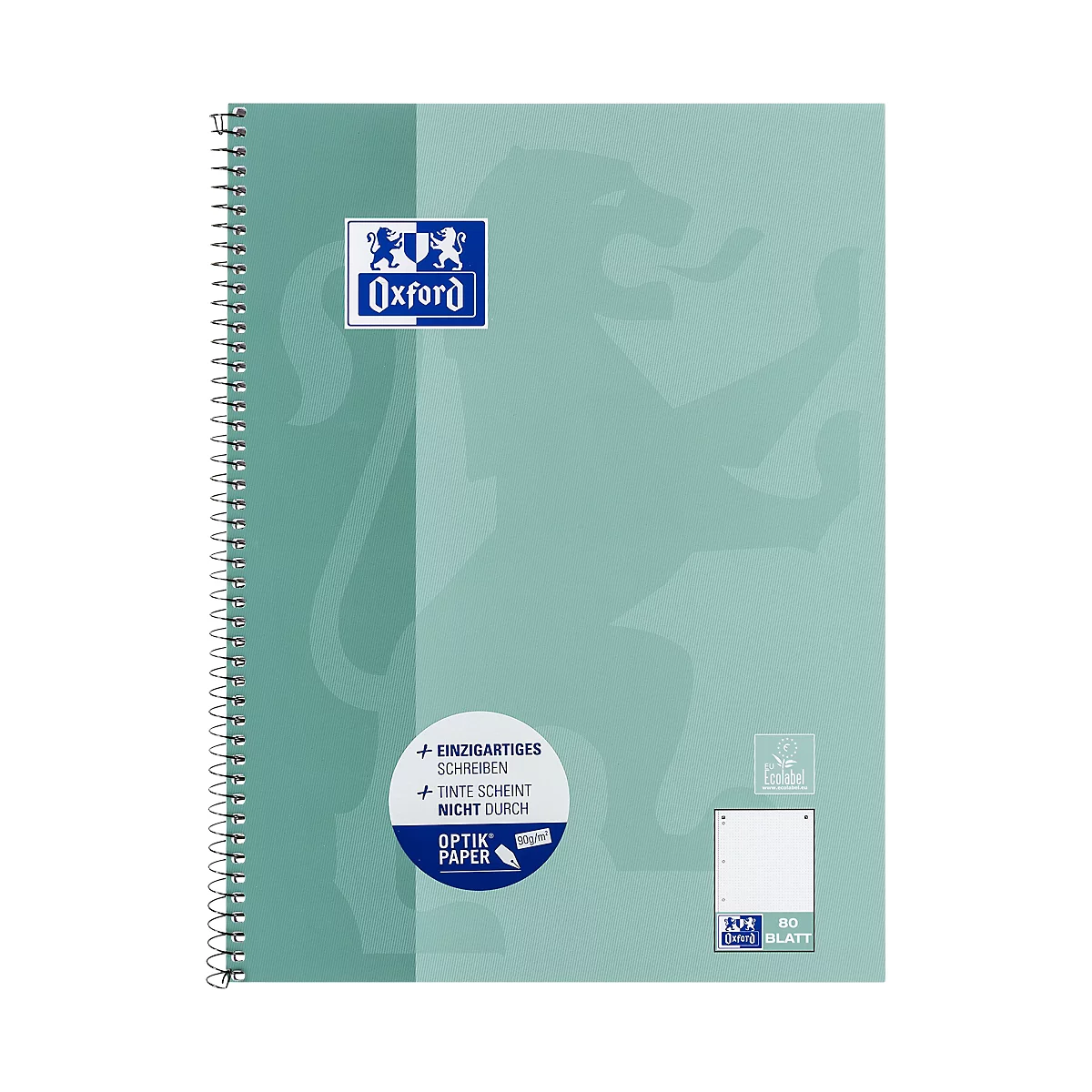 Bloc-notes OXFORD School DIN A4+, 80 pages, quadrillé, menthe