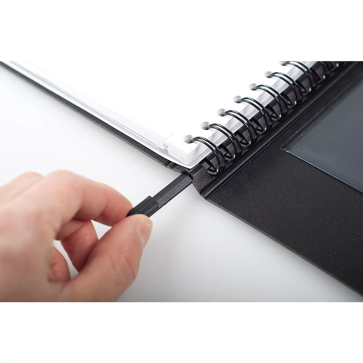 Bloc-notes Rhodia ExaBook, 80 feuilles, DIN A4+, 90 g/m², reliure à double spirale, intercalaires, règle, poche intérieure, quadrillé, avec marge et cadre
