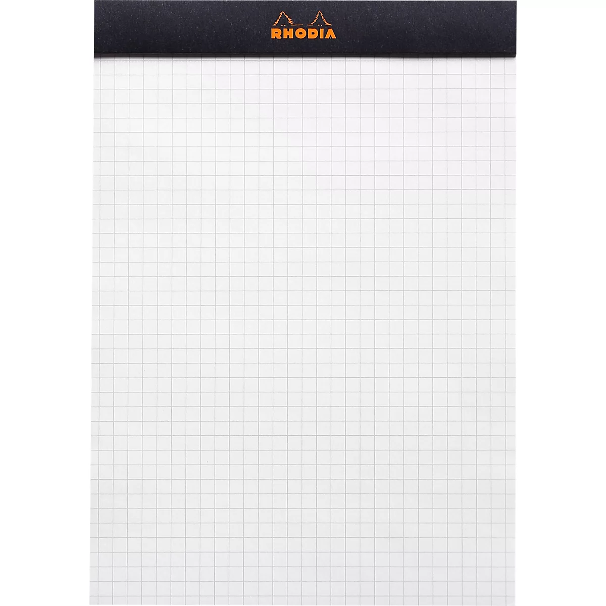 Bloc-notes Rhodia No.16, DIN A5, 80 feuilles, agrafé, dos cartonné, 80 g/m², quadrillé, noir
