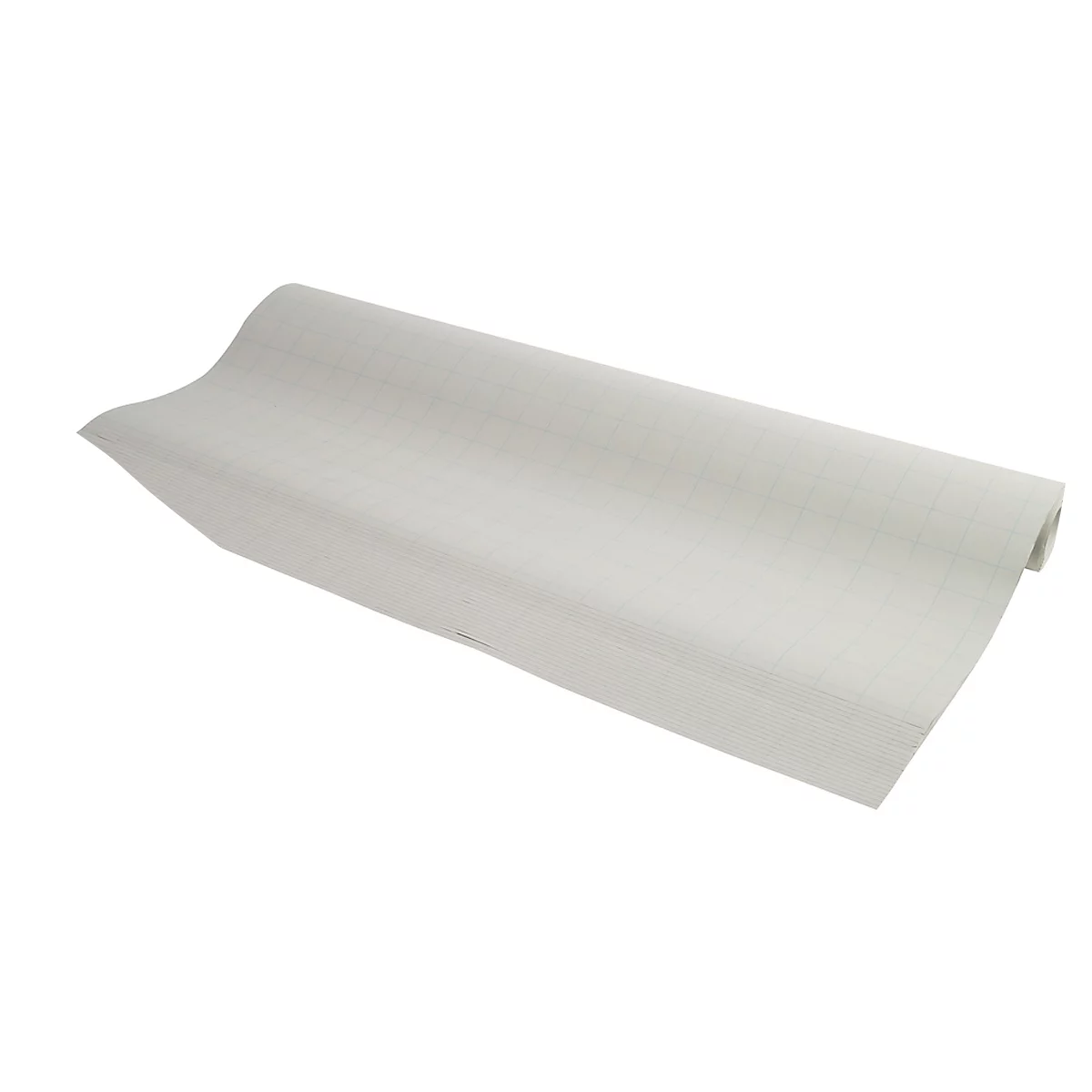 Papier blanc roulé, légèrement ondulé. L'angle de vue est oblique, vu d'en haut.