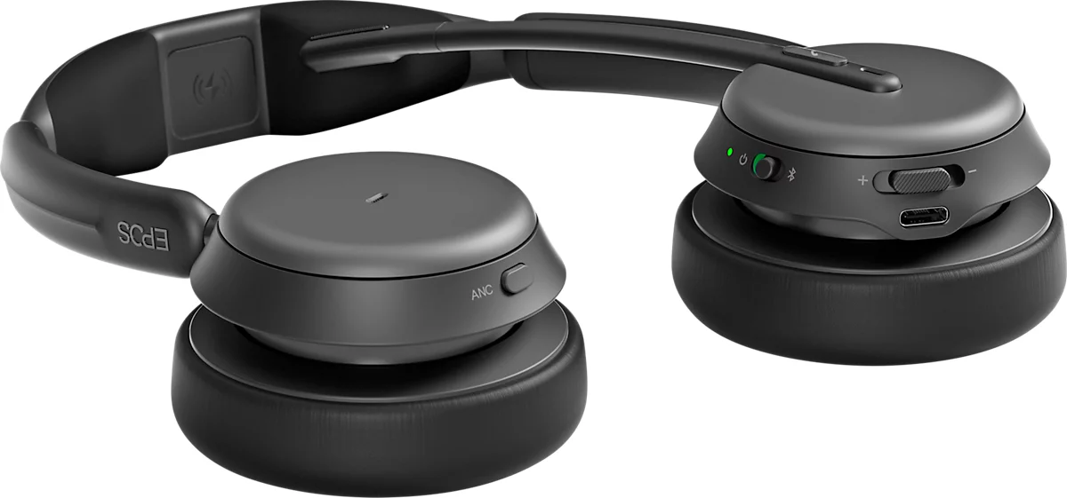Bluetooth Headset EPOS Impact 1061, ANC, binaural, UC- optimiert, bis 30 m, mit Ladestation, schwarz