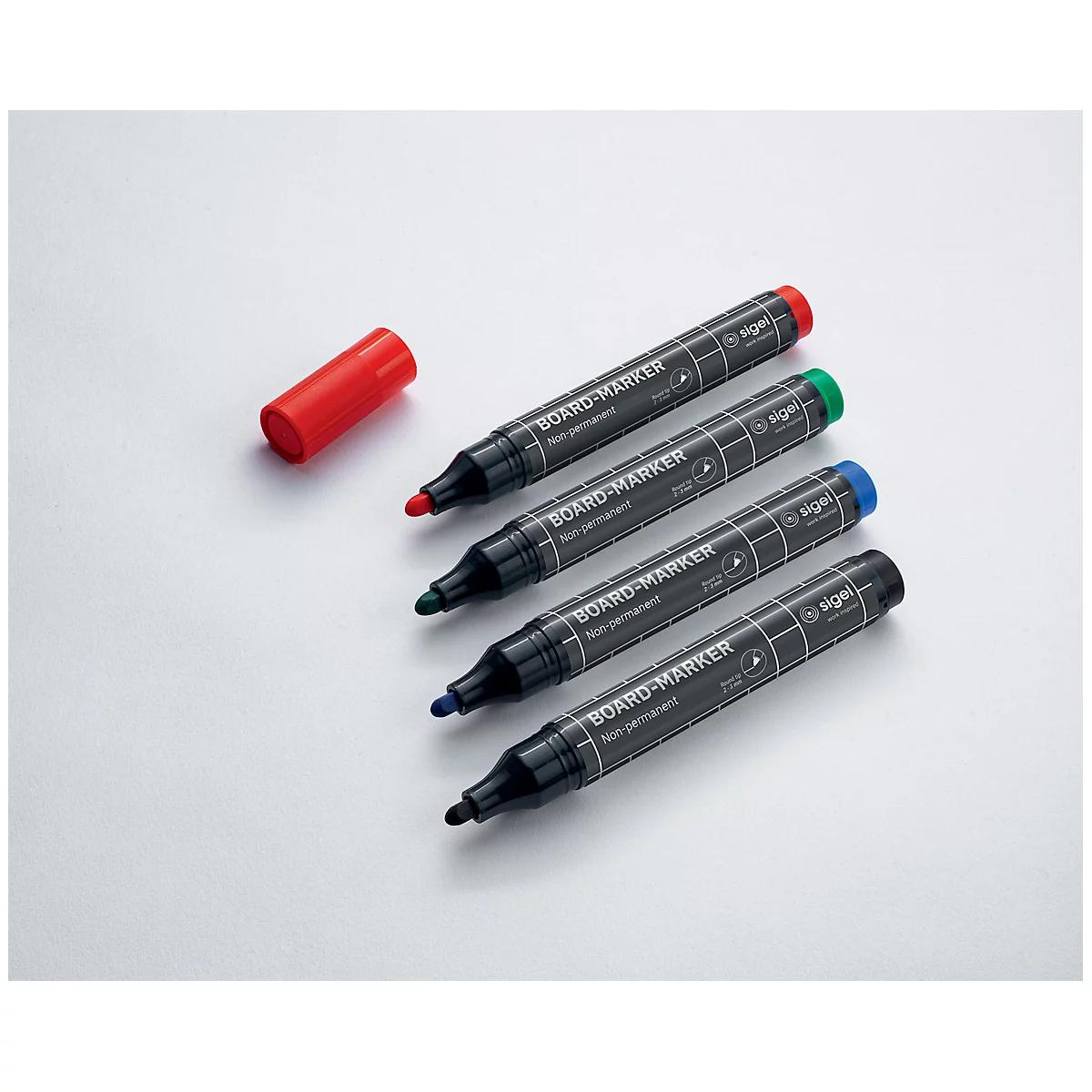 Board-Marker Sigel, 4er Set, Rundspitze: 2-3 mm, leicht abwischbar, farbsortiert