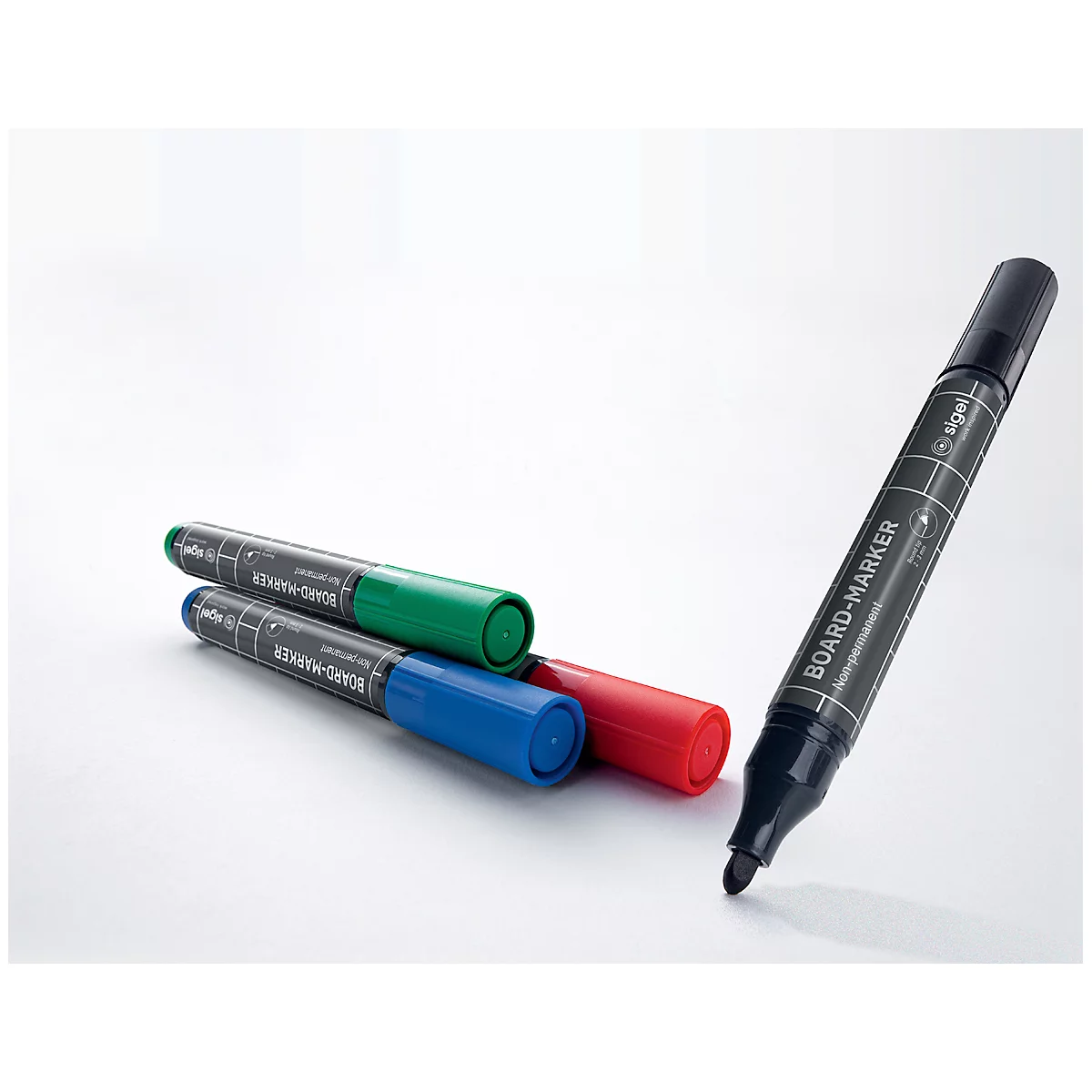 Board-Marker Sigel, 4er Set, Rundspitze: 2-3 mm, leicht abwischbar, farbsortiert
