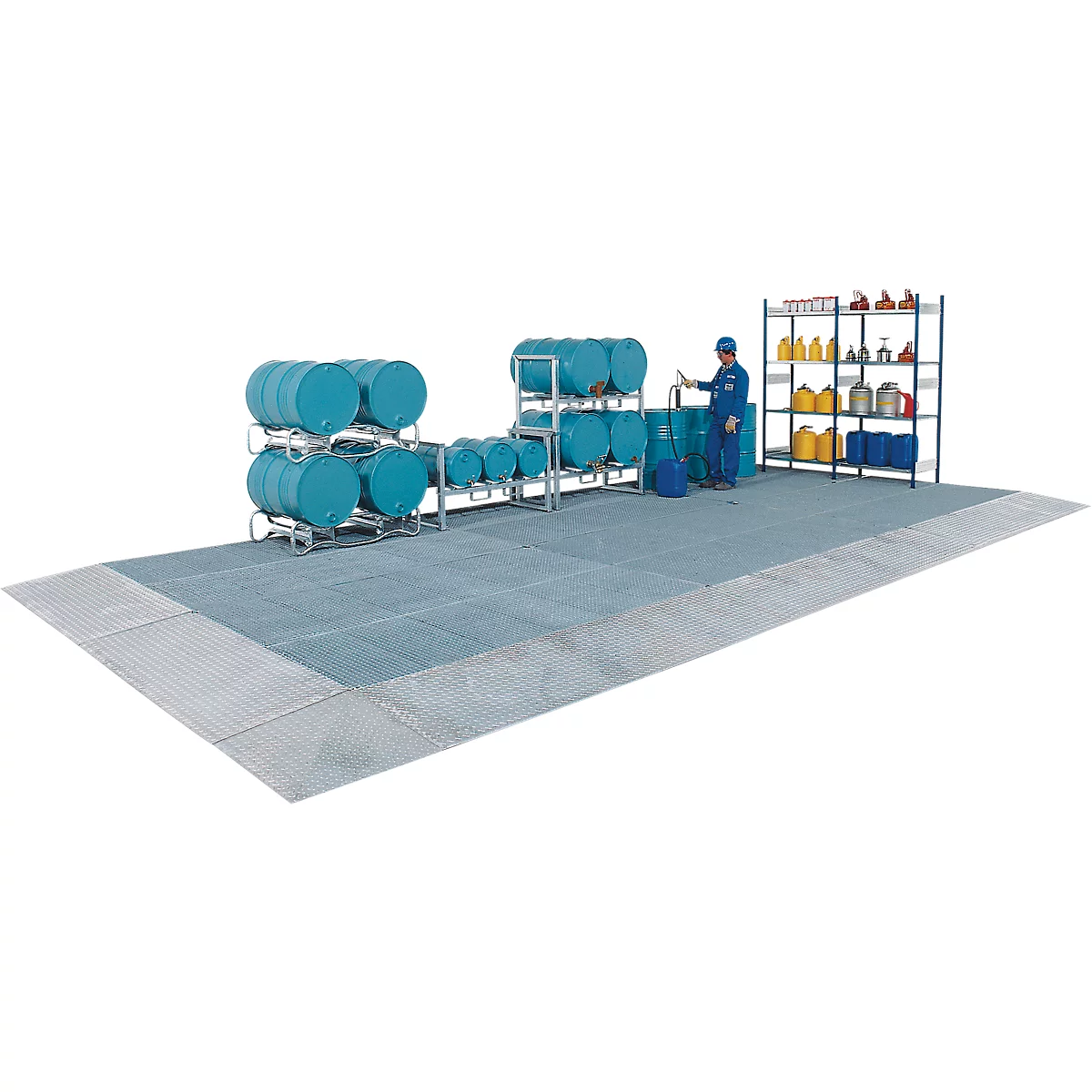 Bodemplaat ASECOS, gegalvaniseerd staal, 80 ltr. carterinhoud, B 1000 x D 1000 x H 123 mm, 2000 kg wiellast