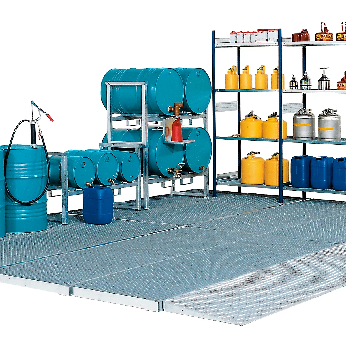 Bodenauffangwanne ASECOS, Stahl verzinkt, 170 l Auffangvolumen, B 2862 x T 1362 x H 78 mm, versch. Ausführungen