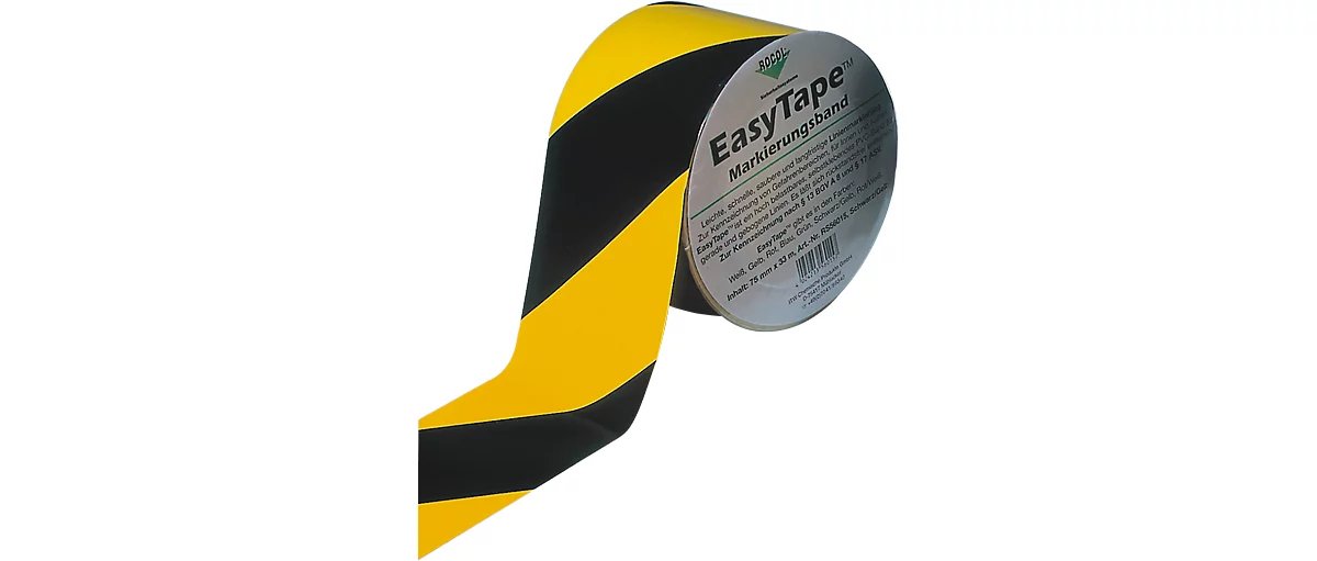 Bodenmarkierungsband, 75 mm breit, schwarz/gelb