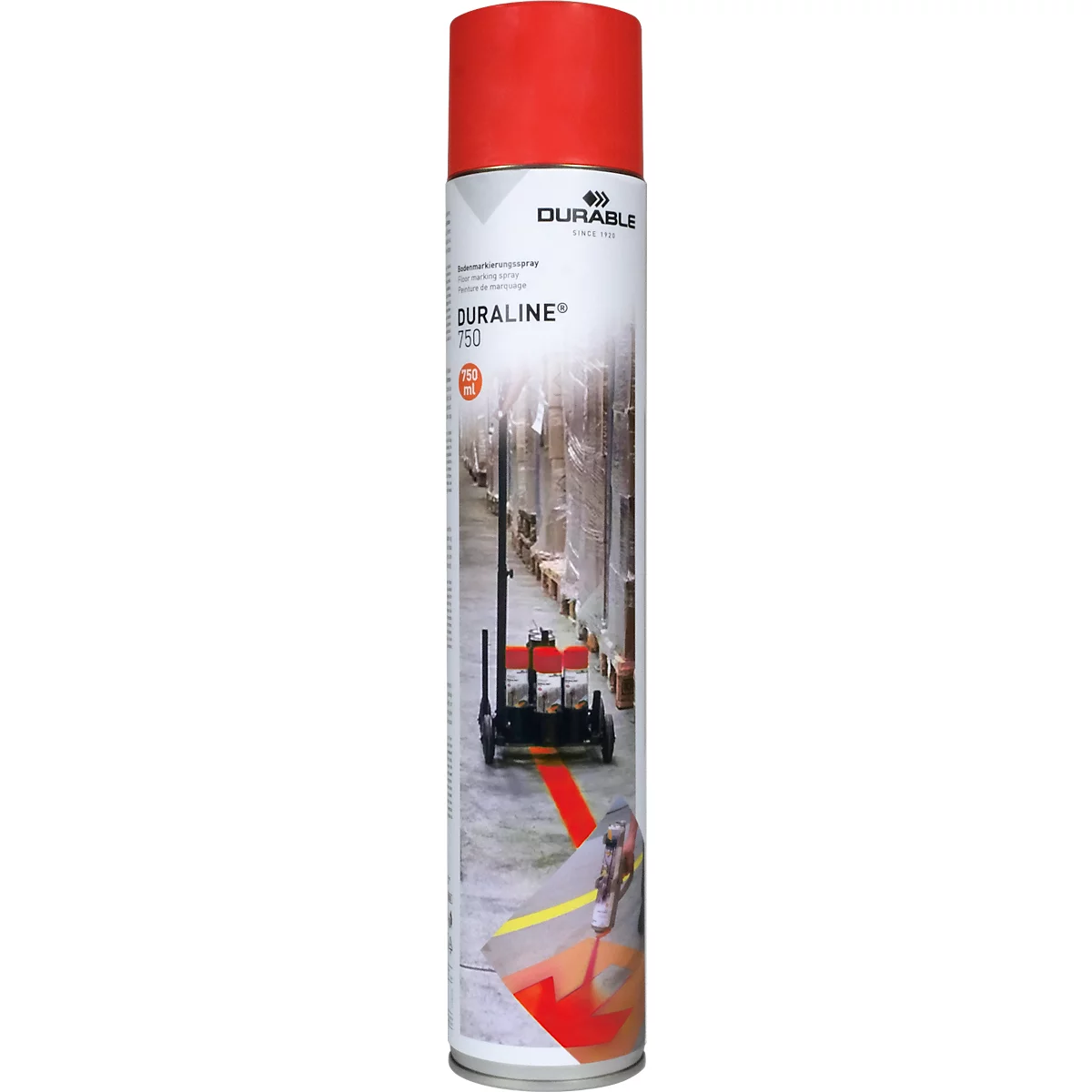 Person mit roter Markierung im Lager. Neben Kisten, auf dem Boden. Rote Linie. Arbeitsbereich. 