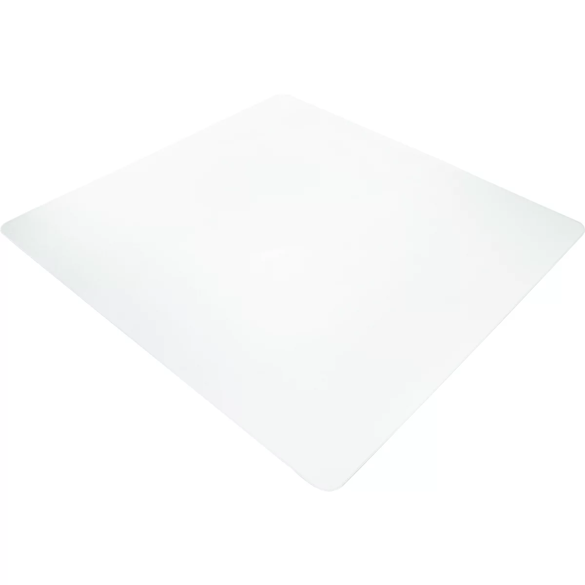 Quadratische, transparente Tischunterlage.
