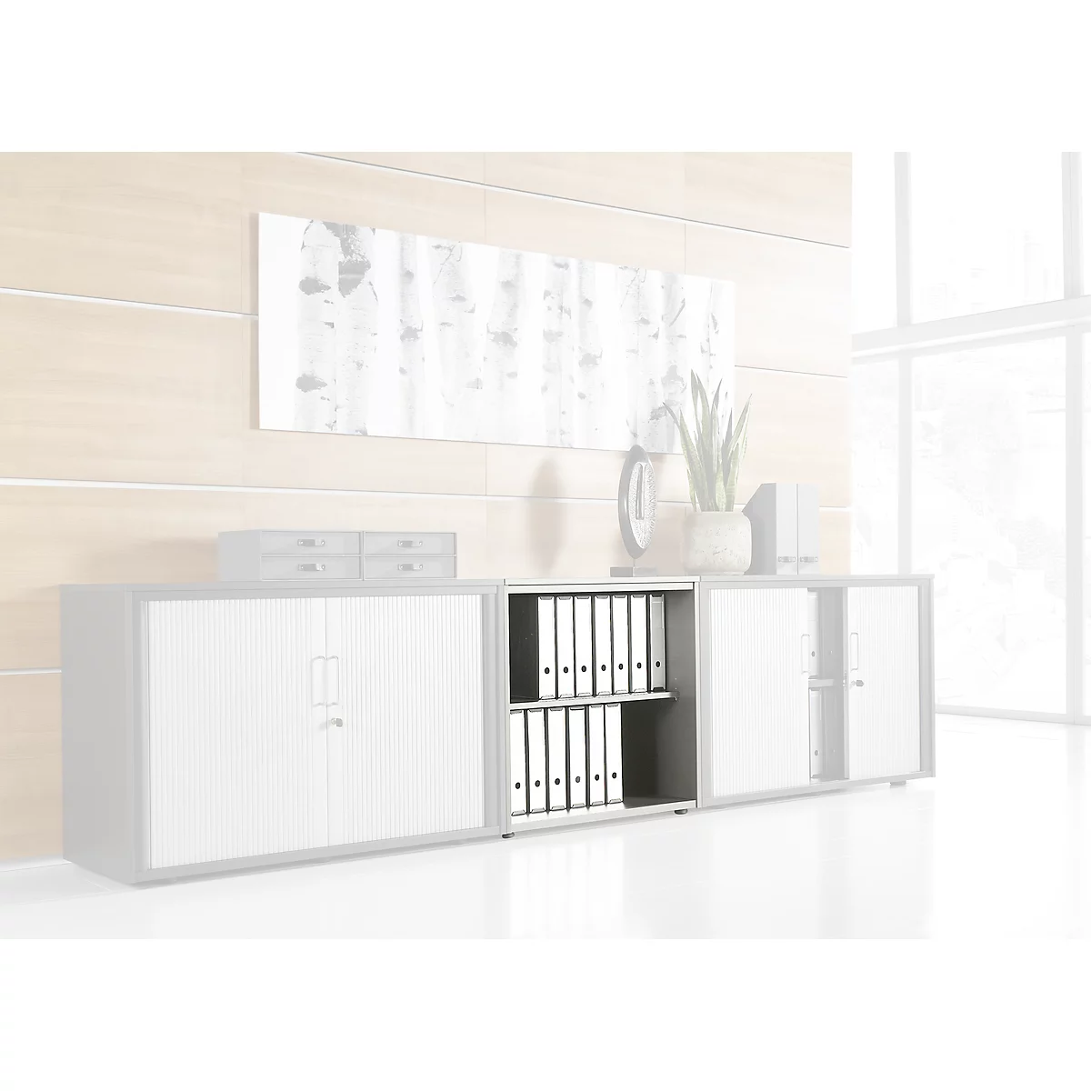 Boekenkast, 2 OH, fijne spaanplaat, B 1000 x D 450 x H 820 mm, wit