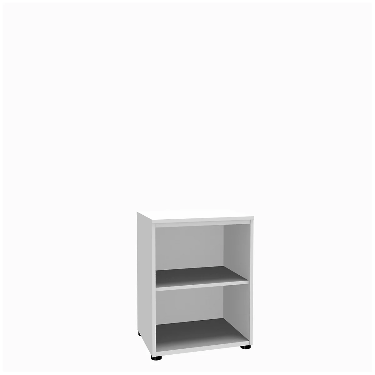 Boekenkast, 2 OH, fijne spaanplaat, B 600 x D 450 x H 820 mm, wit