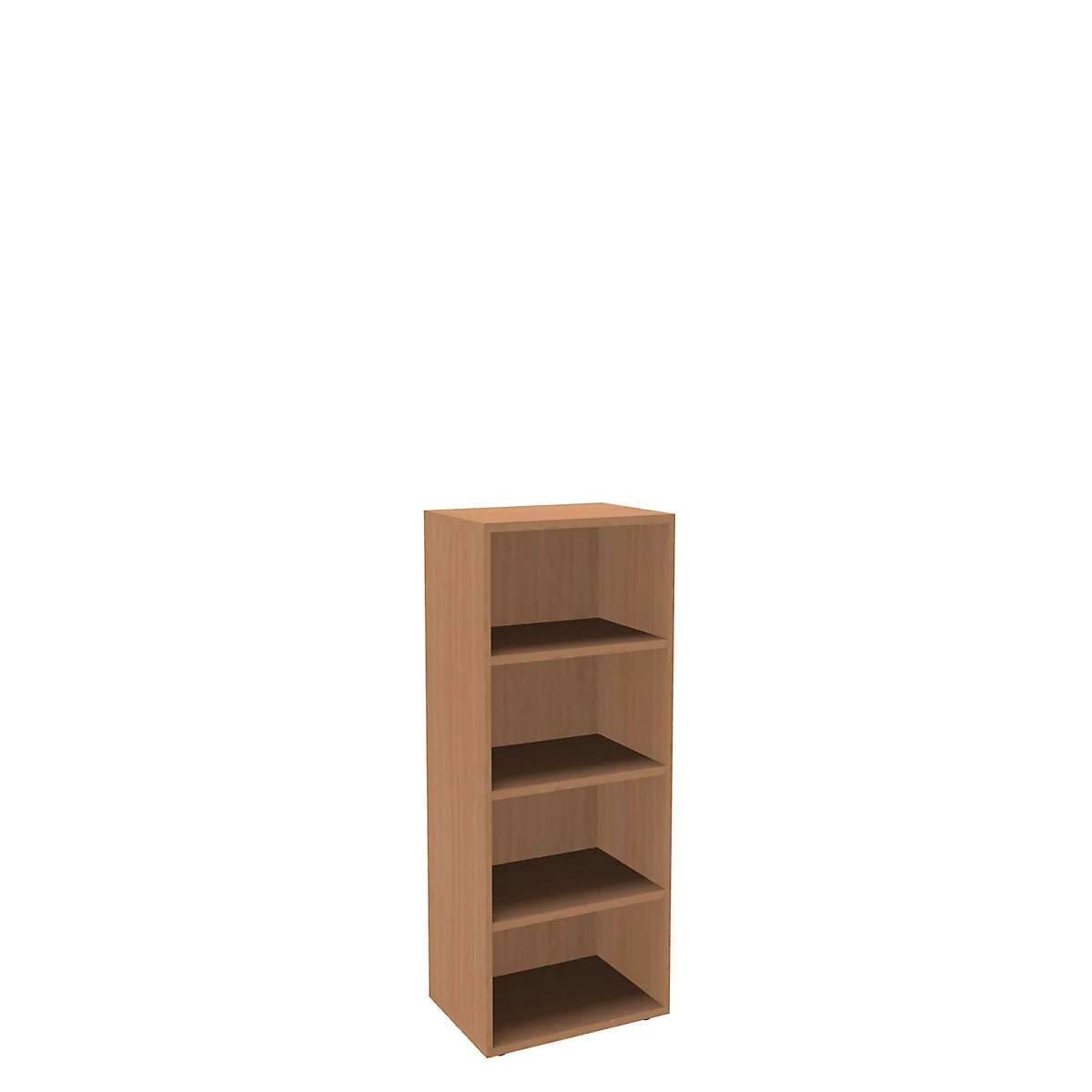 Boekenkast, 4 OH, fijne spaanplaat, B 600 x D 450 x H 1580 mm, beukendecor
