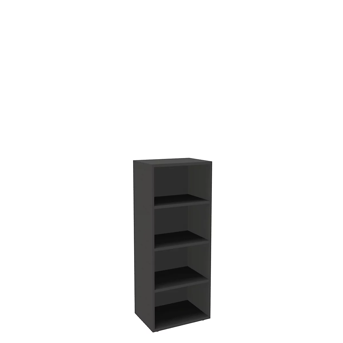 Boekenkast, 4 OH, fijne spaanplaat, B 600 x D 450 x H 1580 mm, grafiet