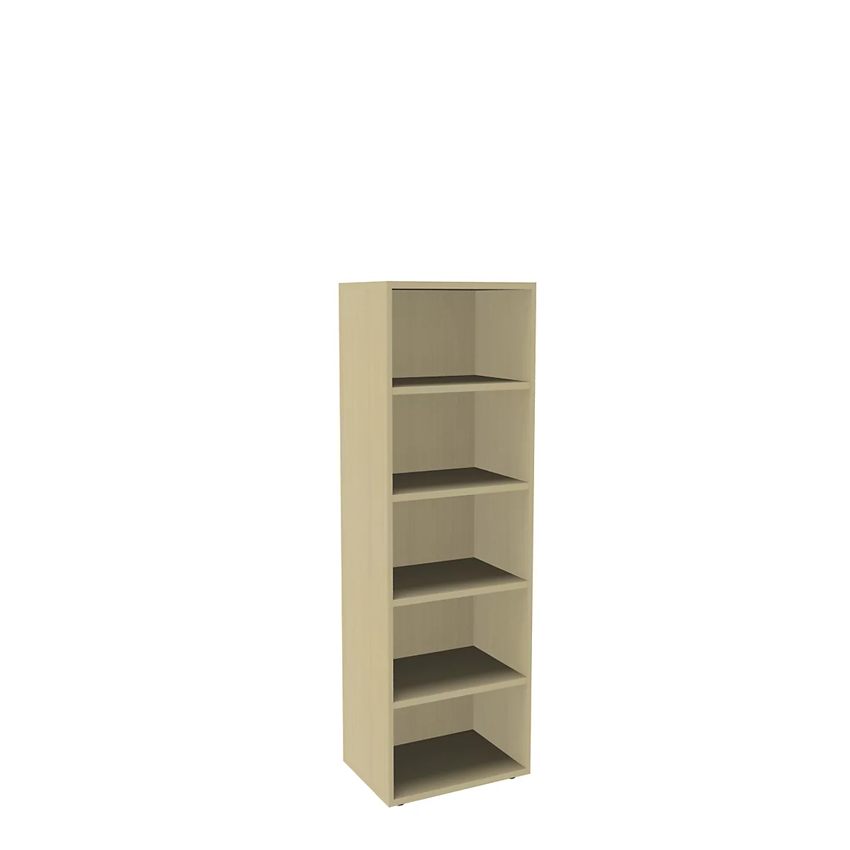 Boekenkast, 5 OH, fijne spaanplaat, B 600 x D 450 x H 1930 mm, ahorndecor