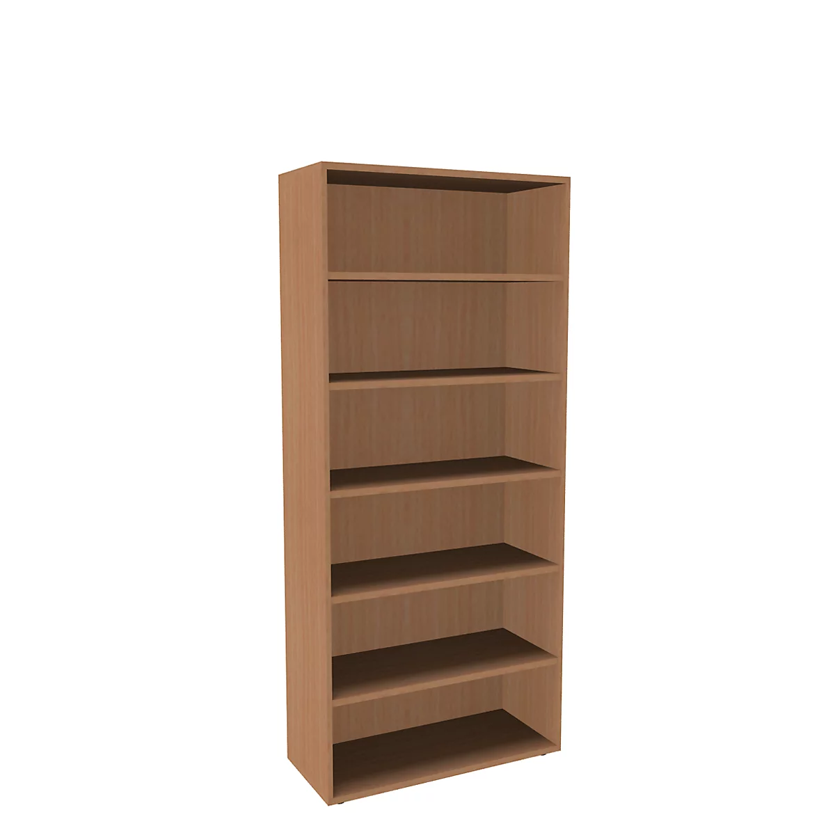 Boekenkast, 6 OH, fijne spaanplaat, B 1000 x D 450 x H 2300 mm, beukendecor