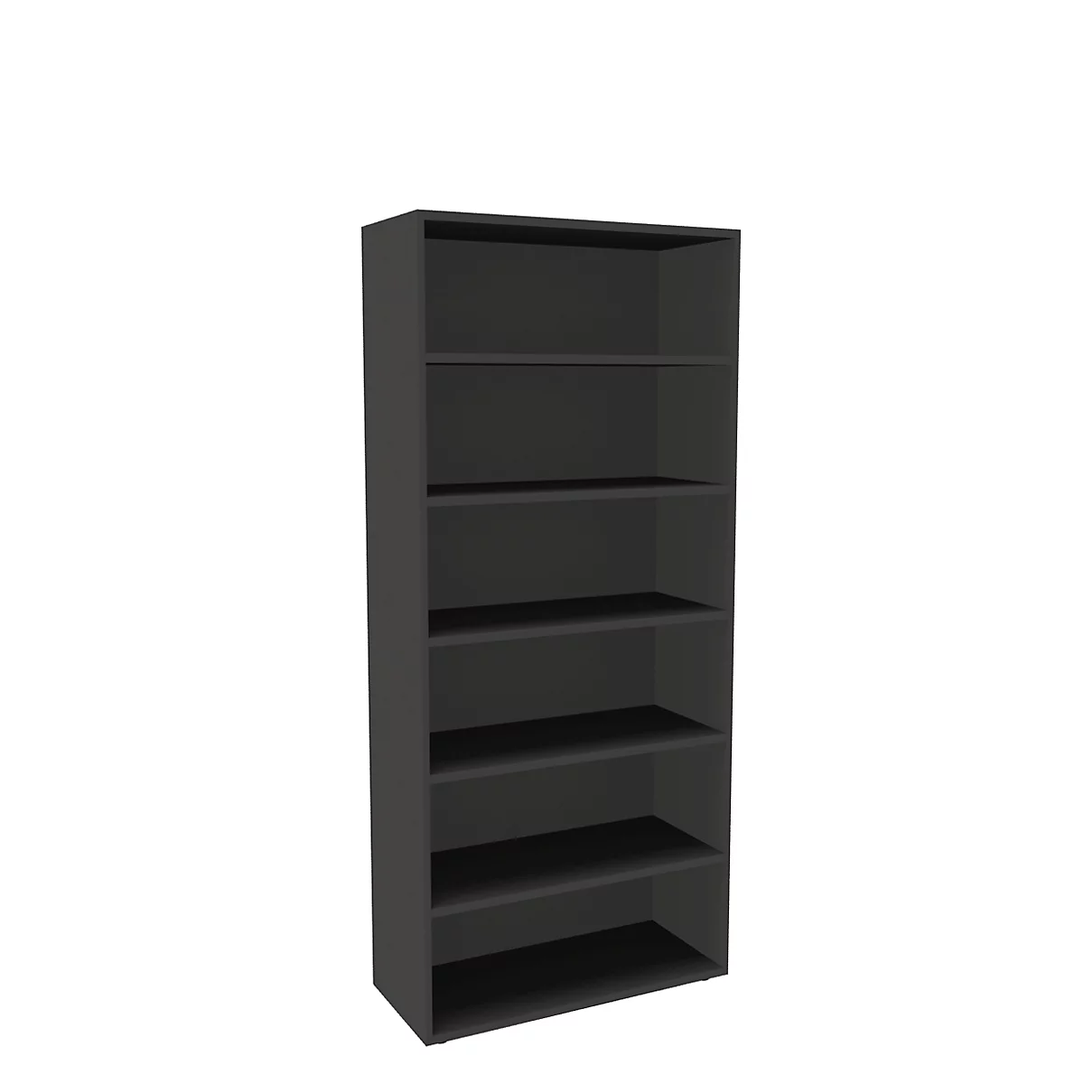 Boekenkast, 6 OH, fijne spaanplaat, B 1000 x D 450 x H 2300 mm, grafiet