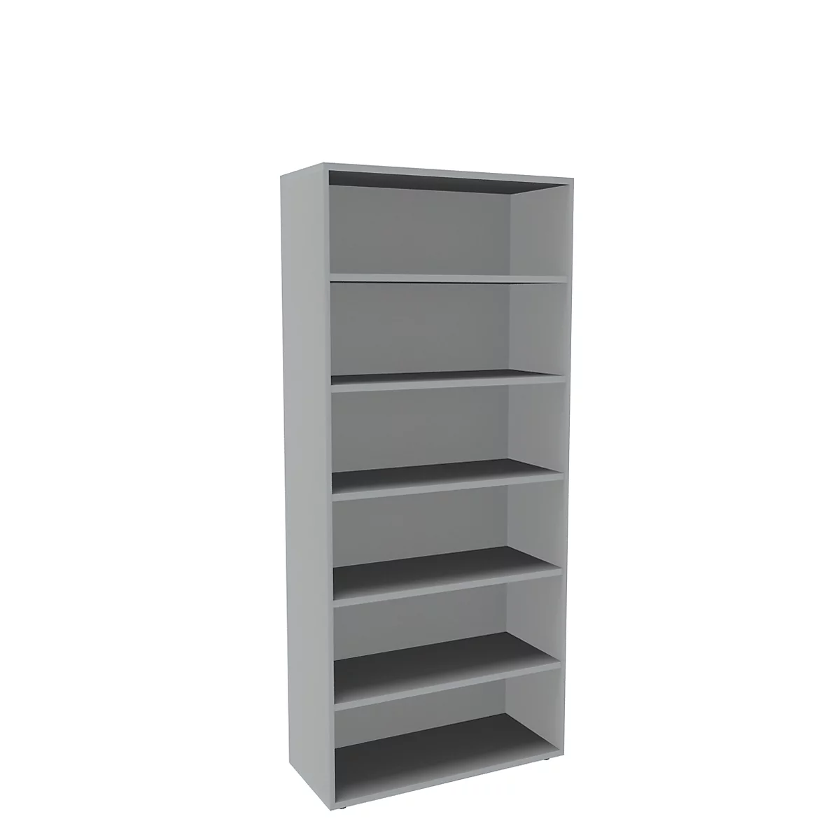 Boekenkast, 6 OH, fijne spaanplaat, B 1000 x D 450 x H 2300 mm, lichtgrijs
