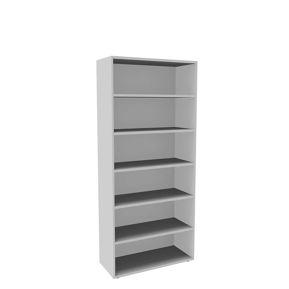 Boekenkast, 6 OH, fijne spaanplaat, B 1000 x D 450 x H 2300 mm, wit