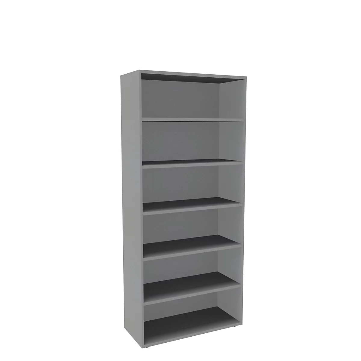 Boekenkast, 6 OH, fijne spaanplaat, B 1000 x D 450 x H 2300 mm, zilver