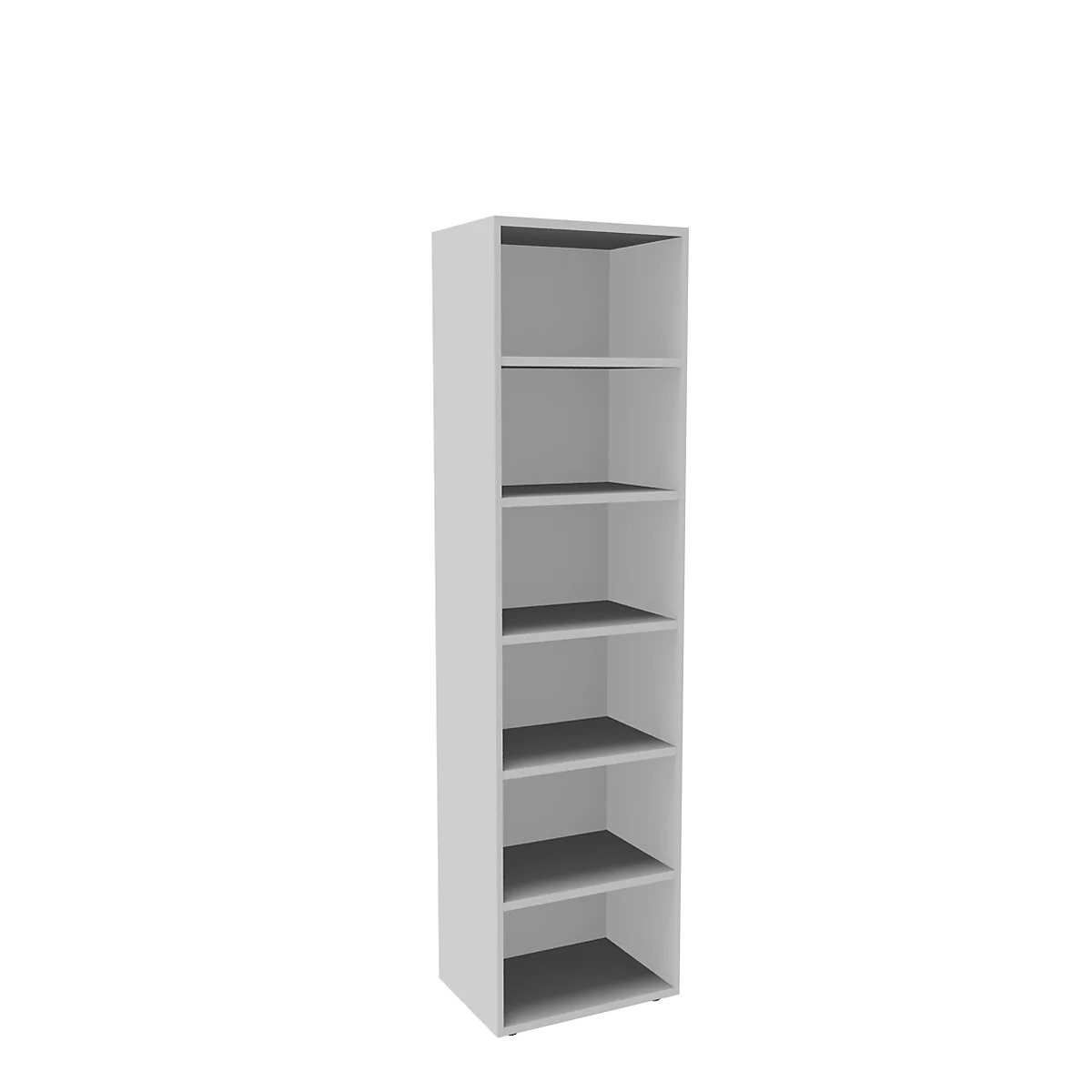 Boekenkast, 6 OH, fijne spaanplaat, B 600 x D 450 x H 2300 mm, wit