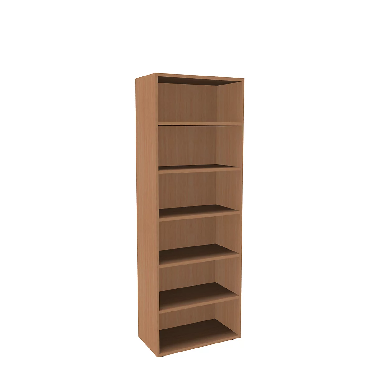 Boekenkast, 6 OH, fijne spaanplaat, B 800 x D 450 x H 2300 mm, beukendecor
