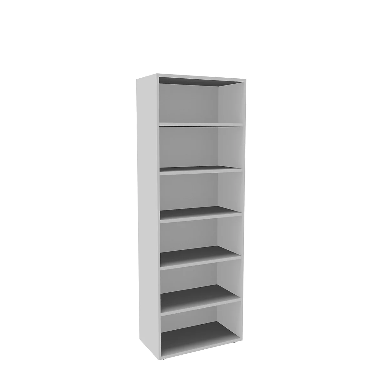 Boekenkast, 6 OH, fijne spaanplaat, B 800 x D 450 x H 2300 mm, wit