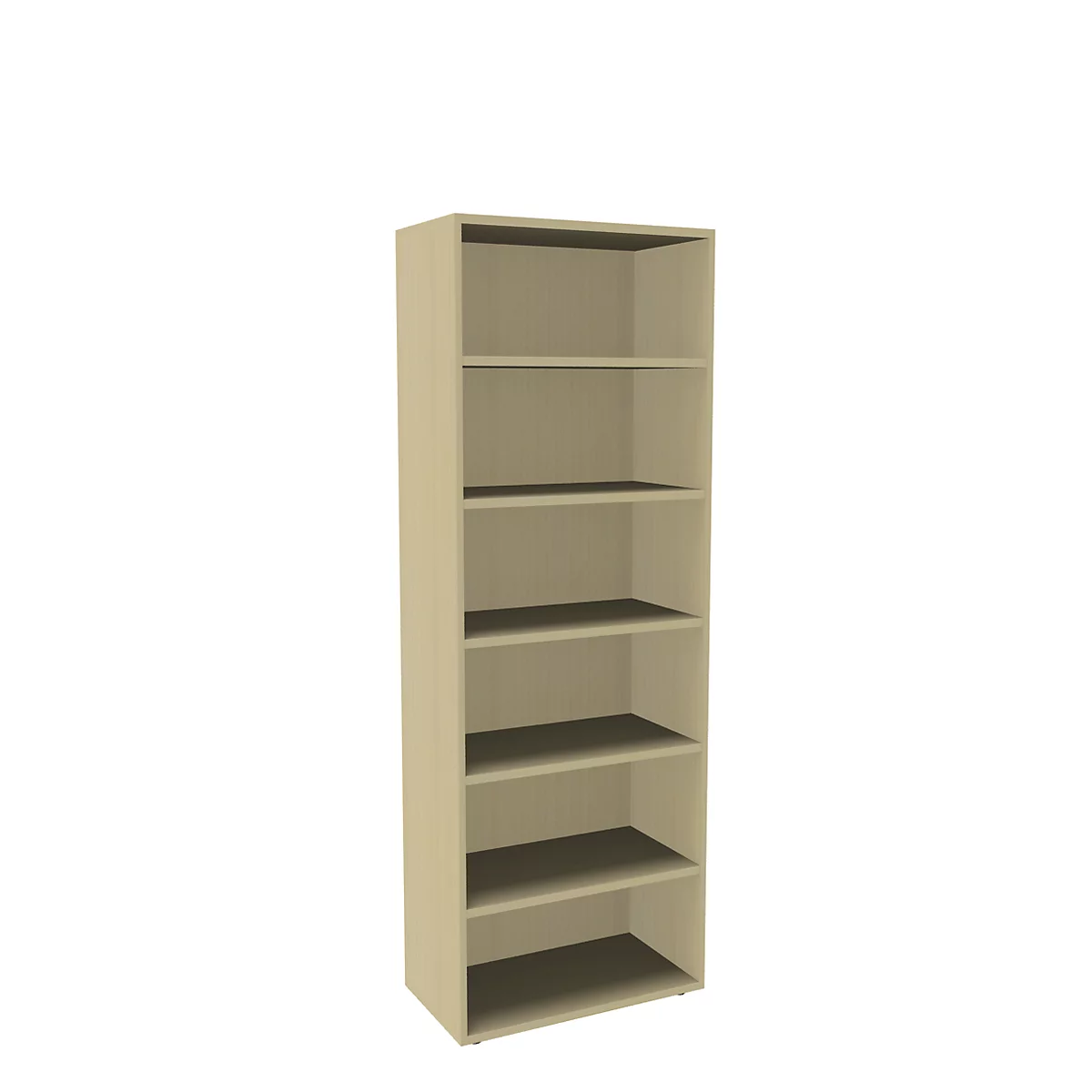 Boekenkast, 6 OH, fijne spaanplaat, B 800 x D 450 x H 2300 mm, zilver