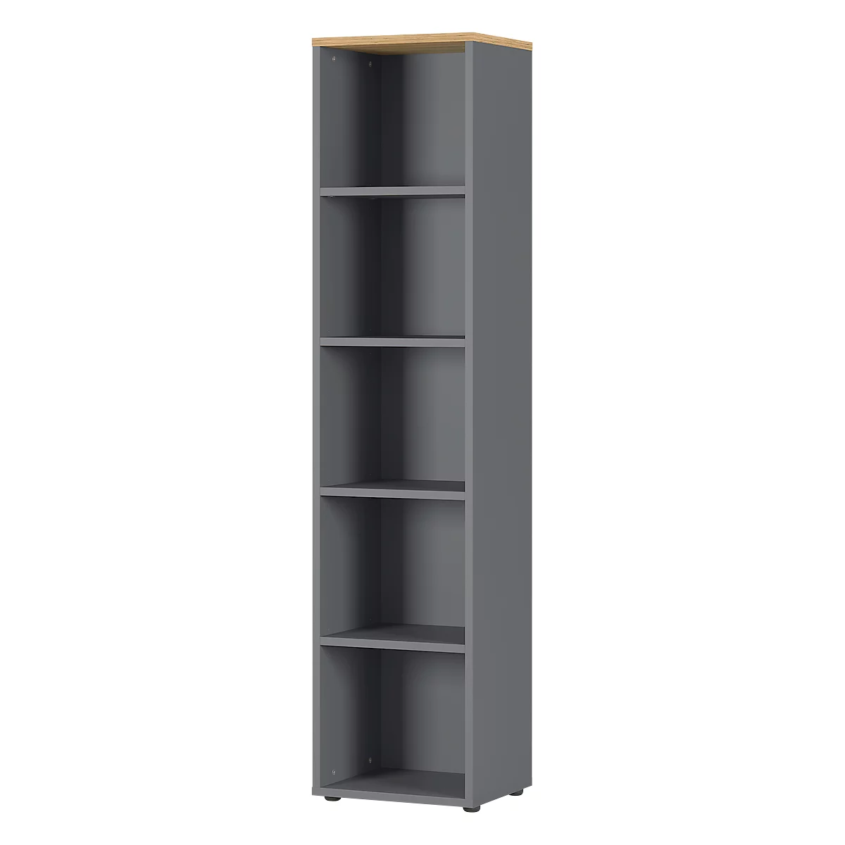 Boekenkast Agenda Home, 5 OH, B 450 x D 450 x H 1970 mm, grafiet/eiken